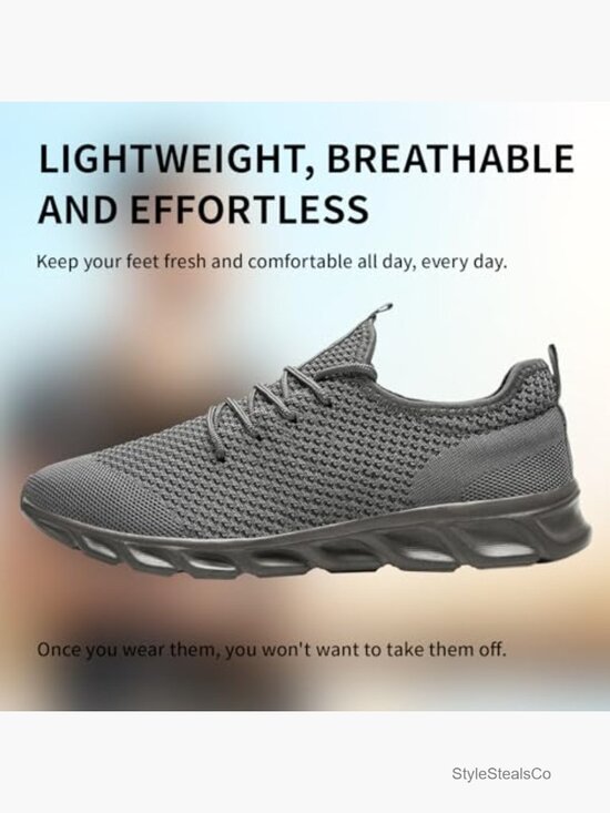 Mens Running Shoes Slip On Lightweight Athletic Walking Sneakers Breathable Gym